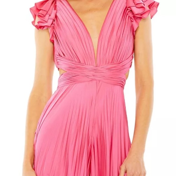 Elegant Pink Ruffled Women's Dress